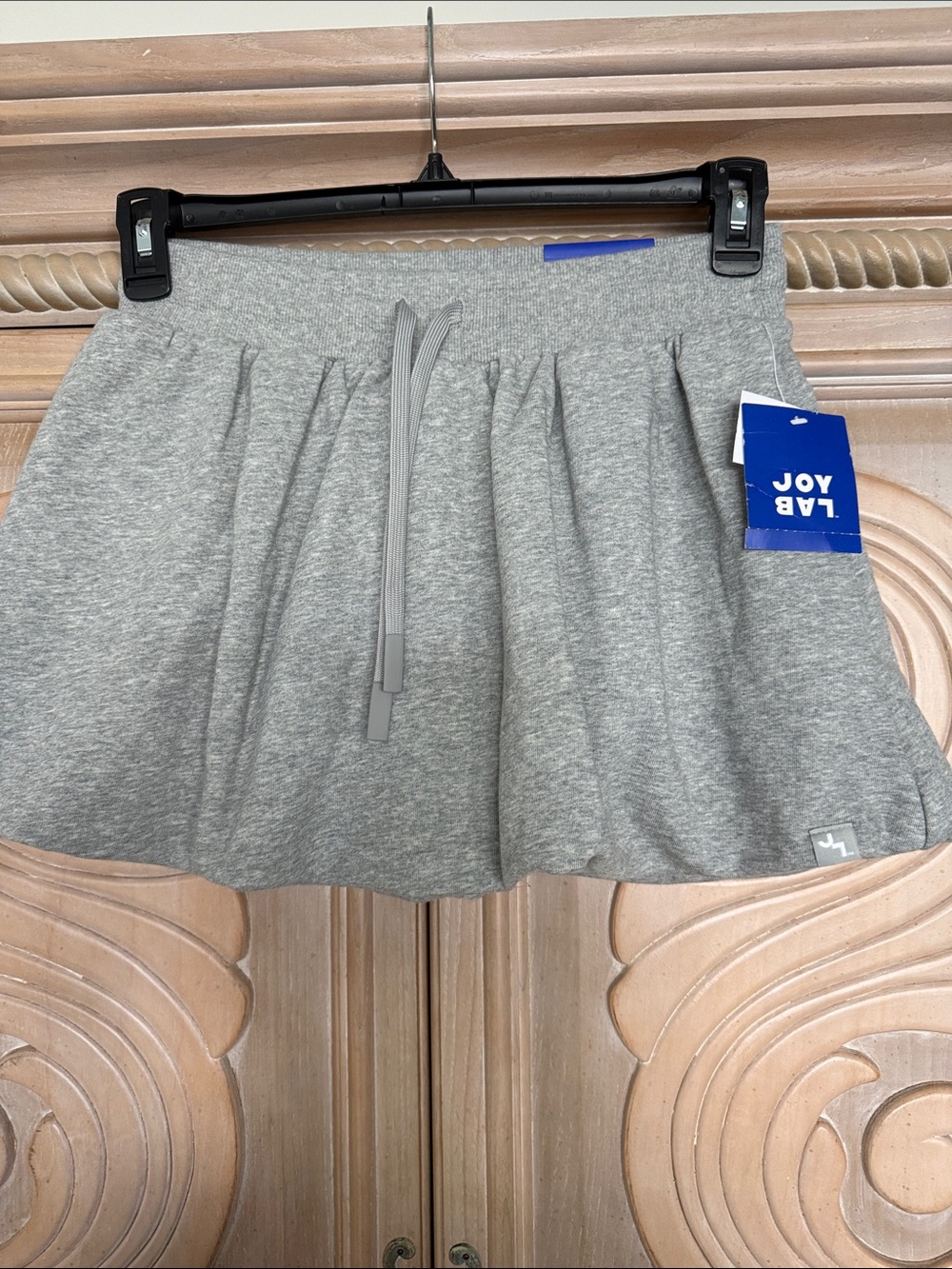JoyLab Light Gray Pleated Drawstring Skater Skirt